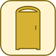 The image features a simple icon of a yellow door with a white handle.