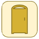 The image shows a stylized icon of a golden door with a simple, clean design, commonly associated with accessibility features such as wheelchair ramps or elevator buttons.